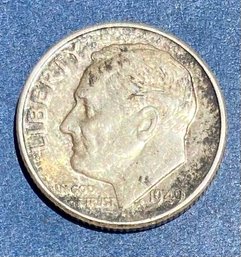 1949 Silver  Dime, United States Of America Roosevelt 1949 Dime