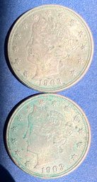 Two (2) 1903 Nickel EF 40 United States Of America