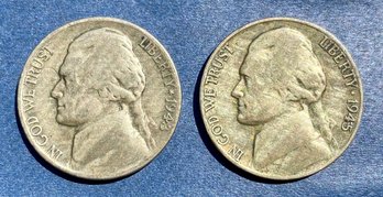 Silver 1943 P & 1945 P VF 20 Nickel United States Of America Nickel