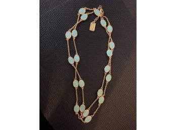 Vintage Signed Karine Sultan Gold Tone & Turquoise Enamel Necklace