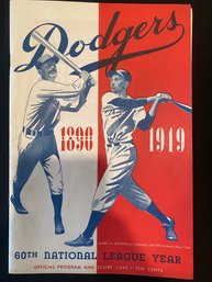 1890-1949 Brooklyn Dodgers Official Program And Scorecard, 60th National League Year