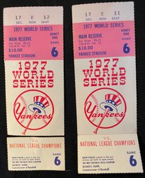 New York Yankees 1977 World Series Game 6 Tickets, 1 Pair -2 Tickets, Reggie Jackson Iconic 3-home Run Game