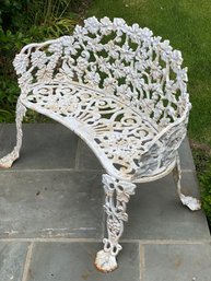 Vintage Solid Cast Iron White Love Seat Bench 2 Of 2