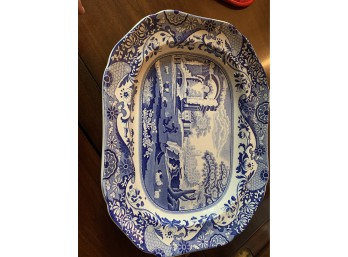 Authentic Spode Made In England 15” Platter Blue & White