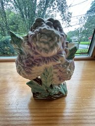 Vintage Sugned McCoy Floral Pottery Vase 1 Of 2