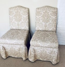 Contemporary Modern Style Kravet Skirted Custom Made Two  Side     Chairs