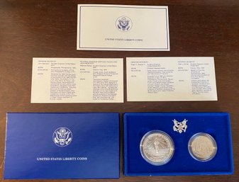 1986 United States  MINT ISSUED Statue Of Liberty Uncirculated Half Dollar And Silver Dollar Coins