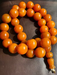 Vintage MASSIVE 33   Genuine Butterscotch Amber  Prayer Beads! 773 Grams