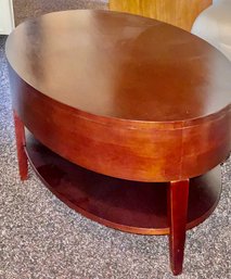 Vintage Contemporary Modern Oval Wood Two Level Coffee Table