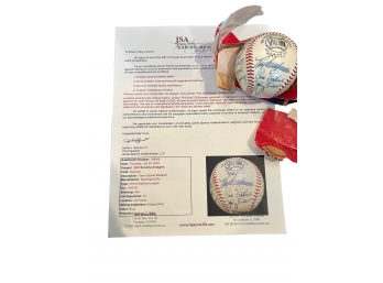 BATBOY GHOST SIGNED 1957   BROOKLYN DODGERS AUTOGRAPHED OFFICIAL NL BASEBALL-JSA LETTER PRESENT