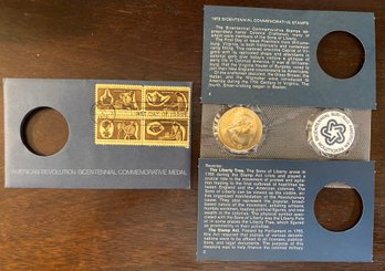 1972 Uncirculated American Revolution Bicentennial Commemorative Medal Sealed W/ 4 First Day COVER Stamps