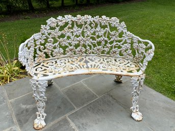 Vintage Solid Cast Iron White Love Seat Bench 1 Of 2