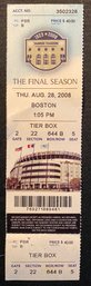 New York Yankees The Final Season Ticket Stub Vs Boston Red Sox, Last Game Vs Red Sox @ Home, NY Wins 3-2