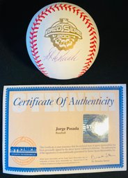 Jorge Pasada NY Yankees 2001 World Series Signed Authenticated Baseball, Steiner Certificate Of Authenticity