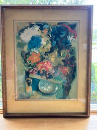 Vintage  Listed  Israeli Artist ' MANE Katz' Framed Lithograph-Signed BY ARTIST