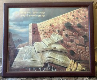 VINTAGE PRINT OF RELIGIOUS BOOKS & WAILING WALL