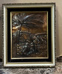 VINTAGE SHEPHERDS WITH PALM TREE ON COPPER