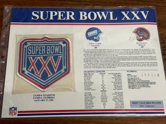 Super Bowl XXV Buffalo Bills Vs NY Giants Patch