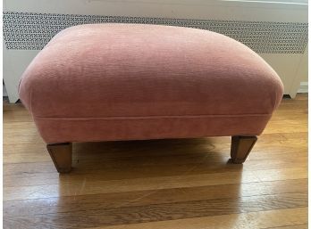 Vintage Custom Mauve Velvet Ottoman With Wood Legs