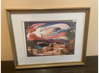 Vintage ' The Dawn Of Peace' Original Watercolor- Signed Brucha Lavee Brym