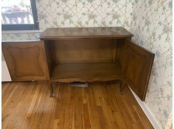 Vintage Country Modern Dark Wood Two Door Liquor Cabinet