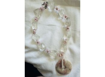 Vintage Raw   Polished Pink   Quartz & Polished Stone Choker Necklace!