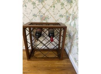 Vintage 1970s Wood & Black Metal Wine Rack!