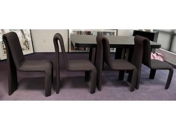 1980s Set Of 4 Sculptural Black Dining Room Chairs In The Manner Of Verner Panton