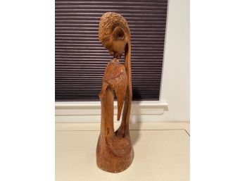 Vintage Carved Wood Lovers Sculpture