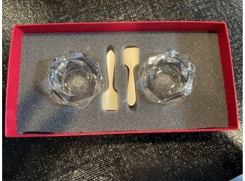 Vintage  Signed  ' Baccarat' Pair Of Crystal Salts-New In Box