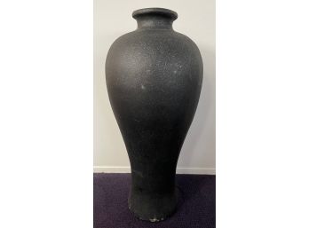 1980s Vintage Large Black Resin Floor Vase