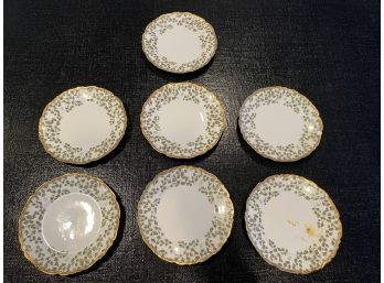 Antique Set Of 7 Porcelain Hand Painted Dishes