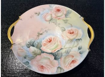 Antique Porcelain Hand Painted Roses Dish