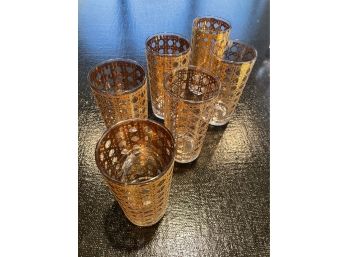 Vintage  Tall Bar Ware W/ Gold - 6 Piece Collection