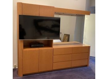 1980s Large Dresser With Attached Storage Cabinet And Mirror