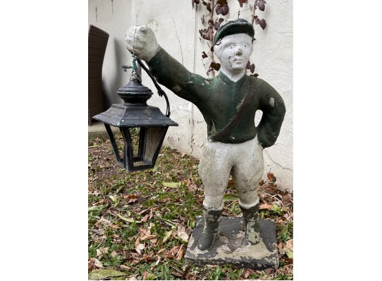 Vintage Concrete Outdoor Lawn Jockey