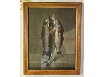 Antique Oil Painting -Two Trout