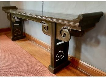 Vintage Chinese Green Lacquer Altar Console Table