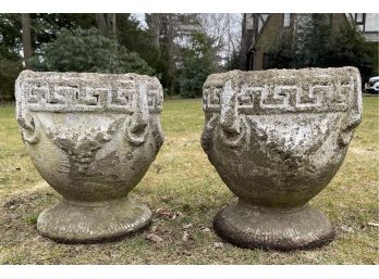 Vintage Pair Of Cement Outdoor Planters