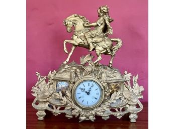 Vintage Ornate French Style Figural Mantel Clock -