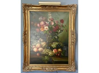 Vintage Signed  'John Arthur'  Still-life Original Oil-  Gold  Ornate Gilt Frame