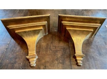 Vintage Pair Of Gold Gilt Large Wall Bracket Shelves