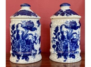 Bombay Lidded Canister 2 Piece Set -Flow Blue & White