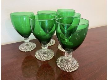 Vintage Green Six Piece Stemware Collection-Goblets