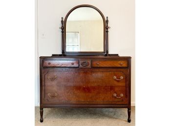 Antique Vintage Chest Of Drawers With Attached Mirror