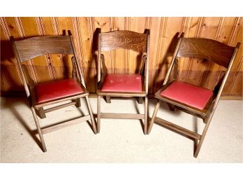 Vintage Grouping Of 3 Wood Folding Chairs