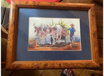 'lopez Baylon' Guatemalan Signed Watercolor-2005-Framed