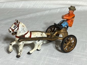 Vintage Cast Iron Horse And Buggy Toy