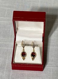 STUNNING 14k Gold And Garnet Earring - Serpentini Jewelers