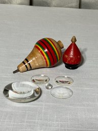 Wooden Tops And Lens Whimsy Lot